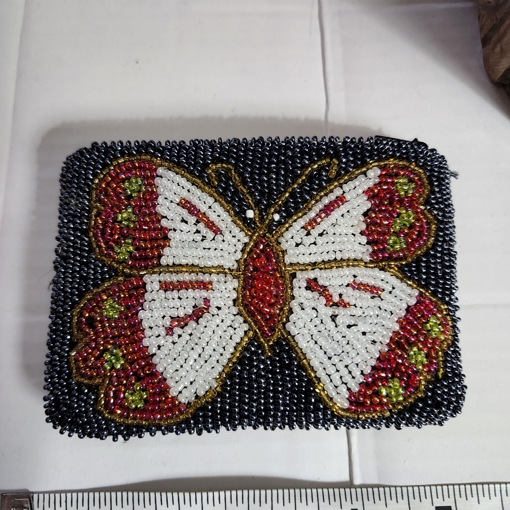 Beaded Butterfly Change Purse Handmade
